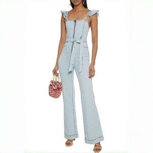 $485 NWOT Alice + Olivia Jean Flutter Sleeve Jumpsuit Size 31 Waist 31"